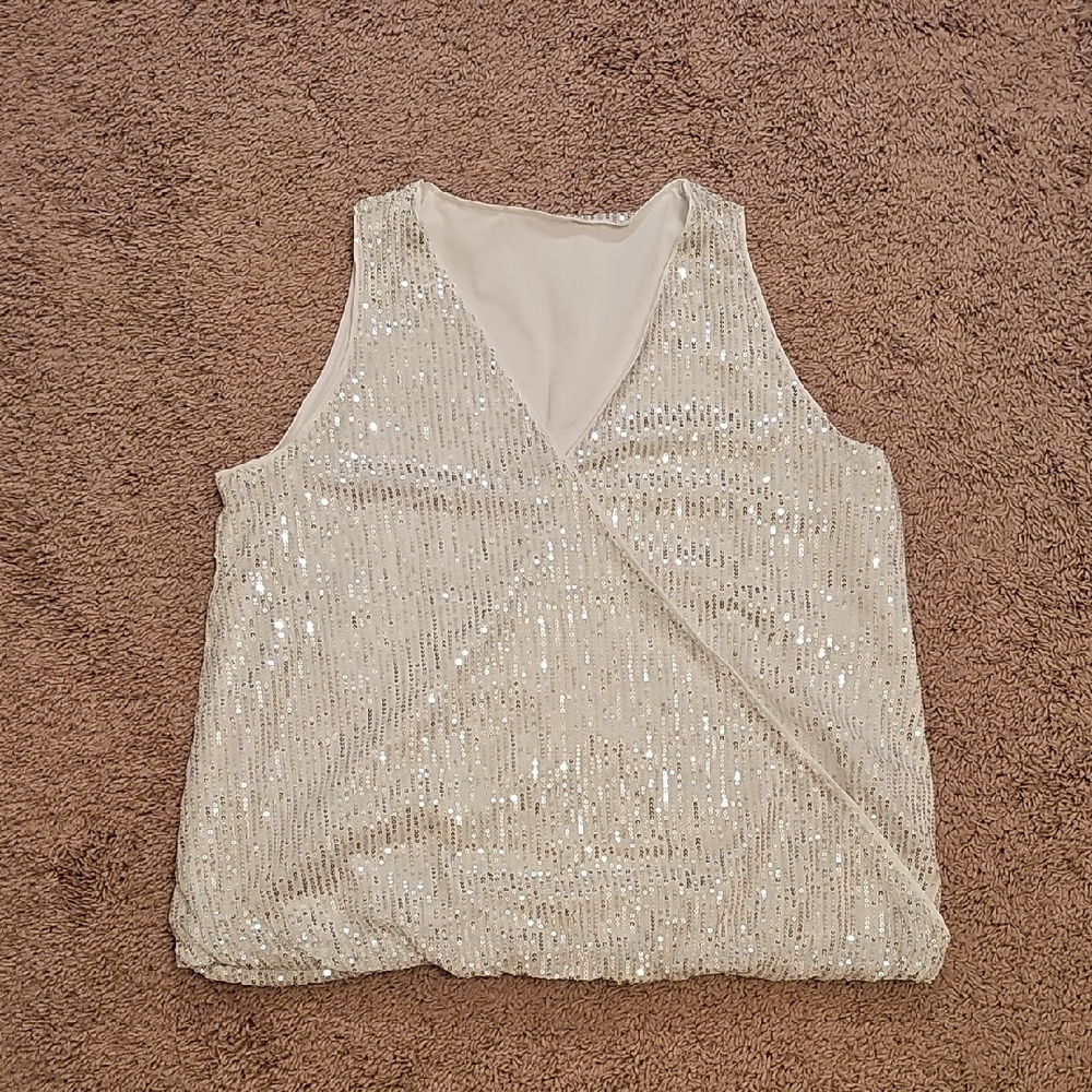 Amazon Essentials Silver Sequin Tank Top